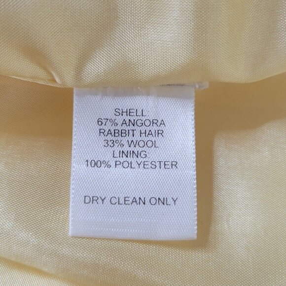 Talbots Petites Angora Rabbit Hair Wool Blazer Size SP Yellow Lined Flap Pockets - Picture 6 of 10